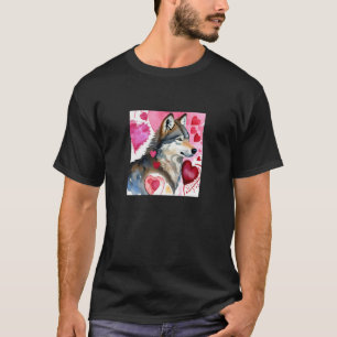 バレンタインデーハートかわいい狼ガールフレンドFi Tシャツ