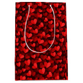 バレンタインデーハートかわいい赤とピンクのメッド ミディアムペーパーバッグ (正面)