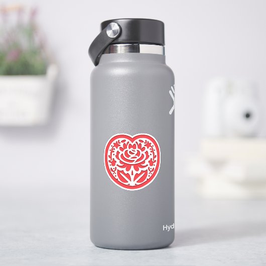 「バレンタインデーハートと愛の花シール シール (HydroFlask)