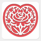 「バレンタインデーハートと愛の花シール スクエアシール (正面)