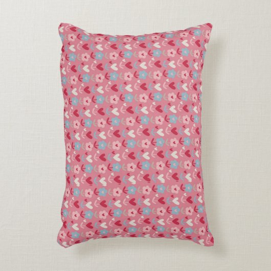 バレンタインデーハートと花 アクセントクッション (正面(垂直))