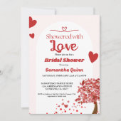 バレンタインデーハートアーチブライダルシャワー 招待状 (正面)