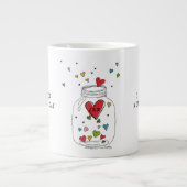 バレンタインデーハートインジャールモノグラム ジャンボコーヒーマグカップ (正面)