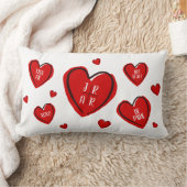 バレンタインデーハートカップルの白カスタマイズ色 ランバークッション (ブランケット)