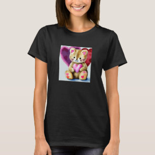 バレンタインデーハートキャットテディガールフレンドFi Tシャツ
