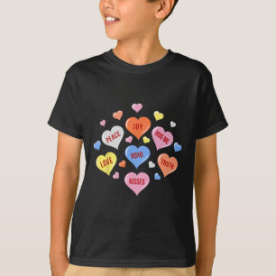 バレンタインデーハートキャンディボーイズガールズキッズ Tシャツ