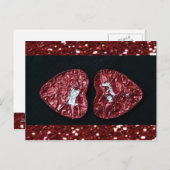 バレンタインデーハートグリッターはがき シーズンポストカード (正面/裏面)