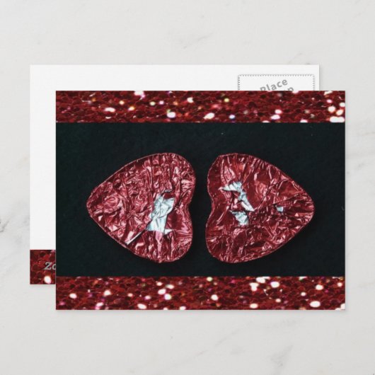 バレンタインデーハートグリッターはがき シーズンポストカード (正面/裏面)