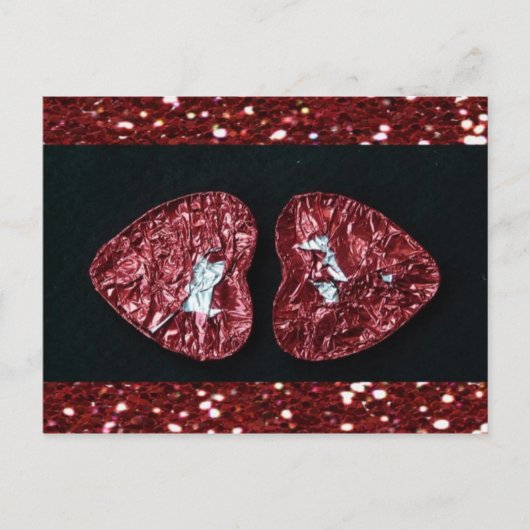 バレンタインデーハートグリッターはがき シーズンポストカード (正面)