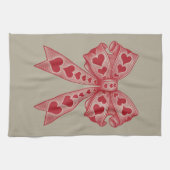 バレンタインデーハートコケットボウレトロバレンタイン キッチンタオル (横)