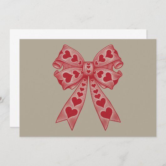 バレンタインデーハートコケットボウレトロバレンタイン サンキューカード (正面/裏面)