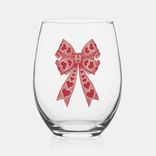 バレンタインデーハートコケットボウレトロバレンタイン ステムなしワイングラス (裏面)