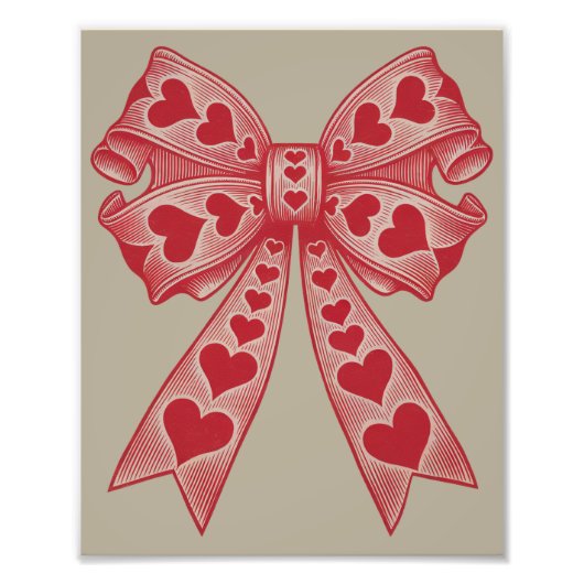 バレンタインデーハートコケットボウレトロバレンタイン フォトプリント            (正面)