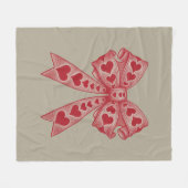 バレンタインデーハートコケットボウレトロバレンタイン フリースブランケット (正面(横))