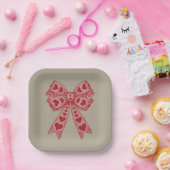 バレンタインデーハートコケットボウレトロバレンタイン ペーパープレート (パーティー)