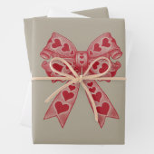 バレンタインデーハートコケットボウレトロバレンタイン ラッピングペーパーシート (インサイチュ)