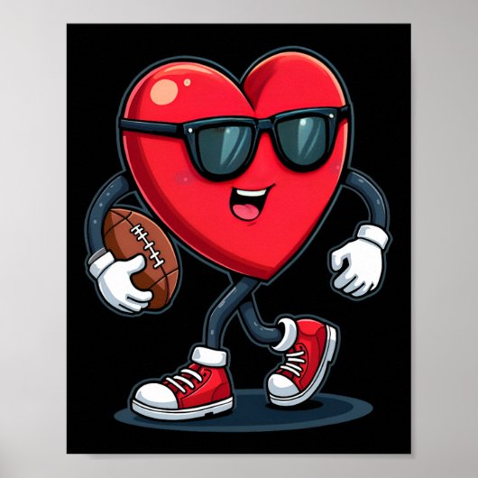 バレンタインデーハートサッカー少年ガールズキッズスポ ポスター (正面)