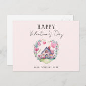 バレンタインデーハートハウスウォーターカラーエステ実在ート シーズンポストカード (正面/裏面)