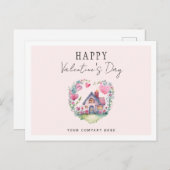 バレンタインデーハートハウスウォーターカラーリアルティ シーズンポストカード (正面/裏面)