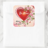 バレンタインデーハートバラクッキー作り愛 スクエアシール (バッグ)