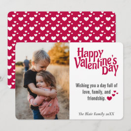バレンタインデーハートパターンフォトホリデーカード シーズンカード