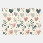 バレンタインデーハートパターンミックス ラッピングペーパーシート (正面3)