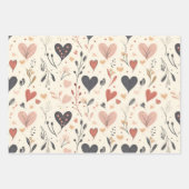 バレンタインデーハートパターンミックス ラッピングペーパーシート (正面2)