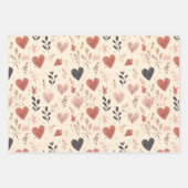 バレンタインデーハートパターンミックス ラッピングペーパーシート (正面)