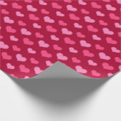 バレンタインデーハートパターンレッドピンク ラッピングペーパー (角)