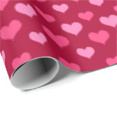 バレンタインデーハートパターンレッドピンク ラッピングペーパー (ロールコーナー)