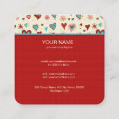 バレンタインデーハートパターン – テンプレート スクエア名刺 (裏面)
