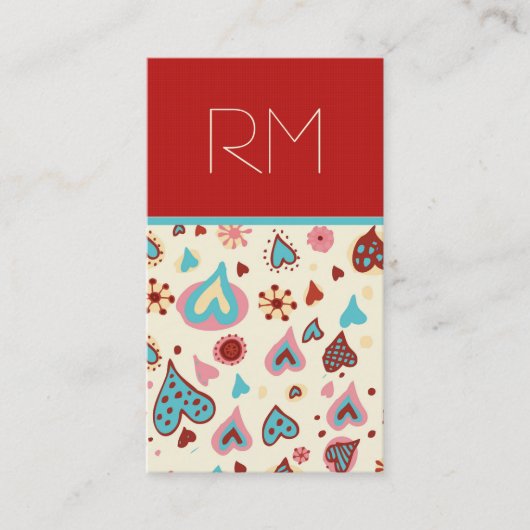 バレンタインデーハートパターン – テンプレート 名刺 (正面)