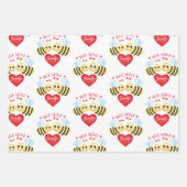 バレンタインデーハートパーソナライズ名蜂みね ラッピングペーパーシート (正面)
