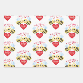 バレンタインデーハートパーソナライズ名蜂みね ラッピングペーパーシート