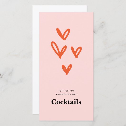 バレンタインデーハートパーティの招待状 (正面/裏面)