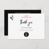 バレンタインデーハートビジネスありがとうロゴ サンキューカード (正面/裏面)