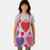 バレンタインデーハートピンクパープルと赤パターン エプロン (インサイチュ)