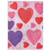 バレンタインデーハートピンク紫と赤のパターン クリップボード (裏面)