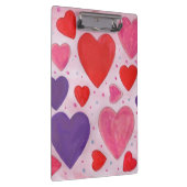 バレンタインデーハートピンク紫と赤のパターン クリップボード (右)