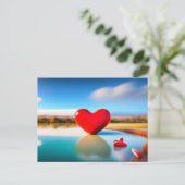 バレンタインデーハートピンク背景はがき ポストカード (スタンド正面)