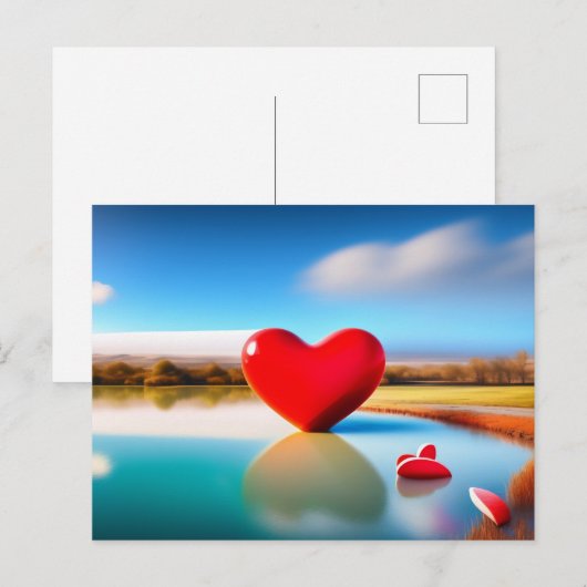 バレンタインデーハートピンク背景はがき ポストカード (正面/裏面)