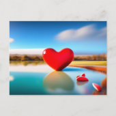 バレンタインデーハートピンク背景はがき ポストカード (正面)