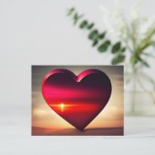 バレンタインデーハートピンク背景はがき ポストカード (スタンド正面)