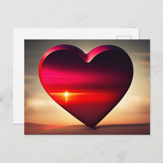 バレンタインデーハートピンク背景はがき ポストカード (正面/裏面)