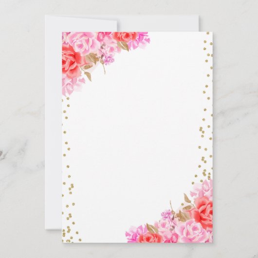 バレンタインデーハートピンク赤い女の子の赤いシャワー 招待状 (裏面)