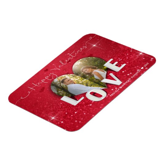 バレンタインデーハートフォトグリッター – フォトマグネット マグネット (左側)