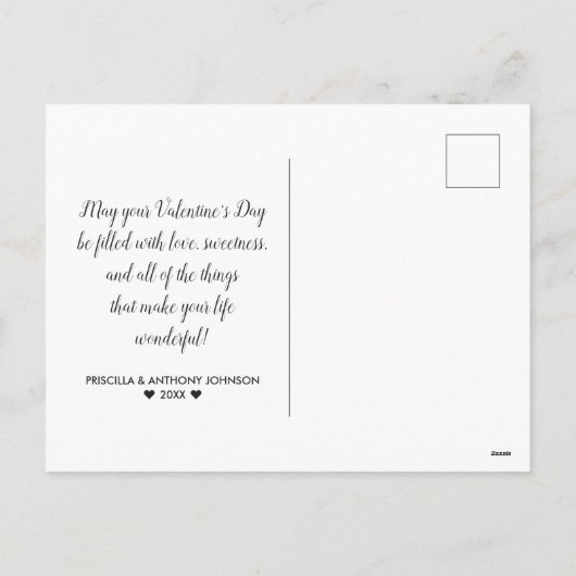 バレンタインデーハートフォトレッドグリッター – はがき シーズンポストカード (裏面)