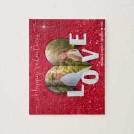 バレンタインデーハートフォトレッドグリッター-パズル ジグソーパズル