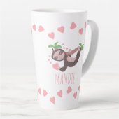 バレンタインデーハートフローティングピンクマグ カフェラテマグ (右アングル)