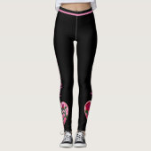 バレンタインデーハートブラックレギンスヨガパンツ レギンス (正面)